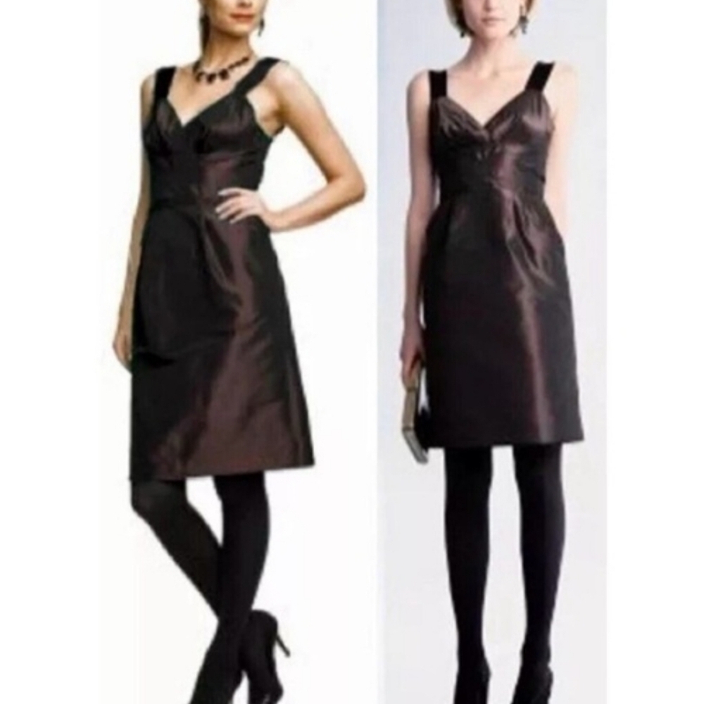 Banana Republic Taffeta Brown Purple Cocktail Dress Pockets Size 2 EUC